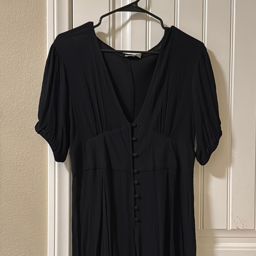 ASOS Black Flowy Romper with Front Button Closure Detail